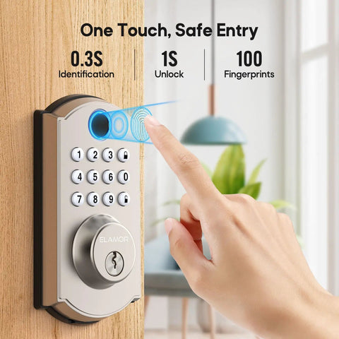 Legit Heavy Duty Fingerprint Door Lock For Front Door Storing 100 Fingerprints 50 Pin Codes And Two Spare Keys Smart Keyless Entry Deadbolt in use.
