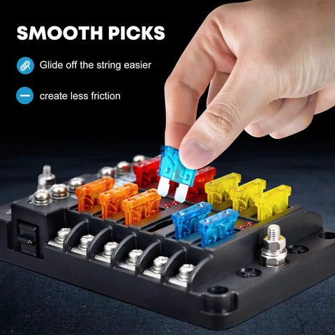 Hand demonstrating 12V Marine Fuse Block With Waterproof Housing And LED Indicator, Includes 30 Fuses From 5A To 25A, Easy Diagnostics For Boat RV Car Truck