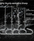 Ice Anchor Tool Kit For Cold Weather Fishing And Camping Beefy Stainless Steel Tent Stakes with water droplets