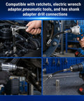 Image showing 3 Pack 1/2 Inch Drive Flexible Shaft Extension used with electric wrench and ratchet for tight spaces.