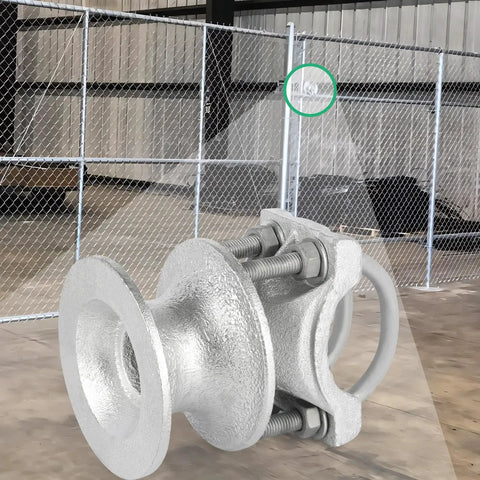 Mini Cantilever Gate Rollers Kit Fits Two And Three Eighths Inch Post And One And Five Eighths Inch Rail Sliding Gate Hardware Set Of Four Gen Two For Chain Link Fences Smooth Operation And Galvanized Steel Durability installed on fence