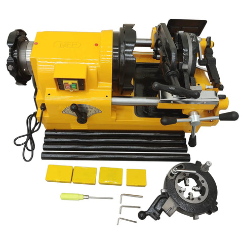 Heavy Lifter Electric Pipe Threader Machine Durable Alloy Steel Cutters Through Head Oiling System with accessories including die head.