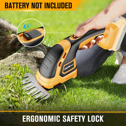 Cordless Hedge Trimmer For DeWalt 20V Max Battery Tool Only No Battery Included shown on grass with ergonomic safety lock