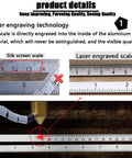 Durable Aluminum Multi Angle Measuring Ruler With 12 Sided Angles And 3 Hole Positioning Apertures, laser engraved scale detail