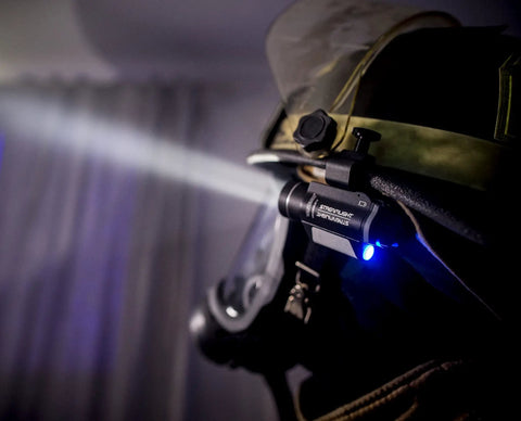 Vantage 140 Lumen Hands Free Helmet Light With Rear Safety LED For Secure Helmet Mounting Ideal For Fire Industrial And Jobsite Work