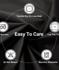 Care instructions for Beefed Up Heavy Duty Outdoor Patio Heater Cover, showing fabric details and care symbols.