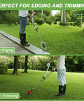 Person using Ergonomic Weedeater Handle Extension For String Trimmer Keeps You Standing Up Straight And A Back Saver For Edging And Trimming 17.7 Inch Lawn Care And Landscaping in garden