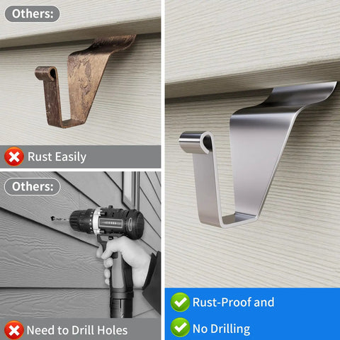 Heavy Duty Vinyl Siding Hooks 10 Pack Hella Strong 304 Stainless Steel Patio Decor Hangers For Wreaths And Outdoor Signs No Sweat No Hole Porch Setup Complete Set Easy Grip