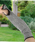 Tough As Nails Cut Resistant Arm Sleeve And Rip Proof Forearm Guard For Men And Women One Size Fits All in gray color.