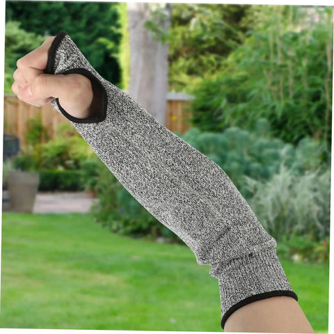 Tough As Nails Cut Resistant Arm Sleeve And Rip Proof Forearm Guard For Men And Women One Size Fits All in gray color.