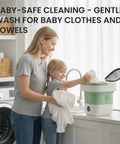 Totally Foldable Hella Portable Washing Machine With Heavy Duty Spin Basket And Three Fast Wash Cycles Super Compact 16 Liter Mini Laundry Drum For College Dorms And Weekend Trips in use for gentle baby clothes washing.