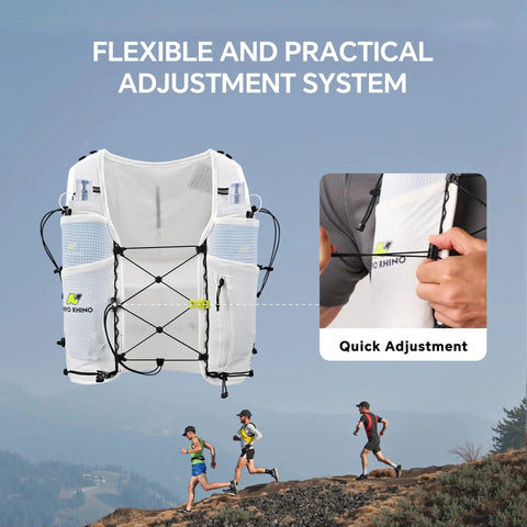 Ultralight Running Hydration Vest With Two 500ml TPU Soft Flasks, Unisex Water Backpack shown with adjustable straps.