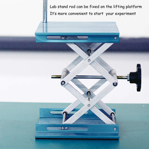 8x8 Inch Aluminum Oxide Lift Table Lab Stand Lifter With Scissor Jack Platform Heavy Duty 110 Lb Capacity Adjustable Height