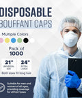 Blue 21 Inch Disposable Bouffant Cap Hairnet Non Woven Non Pleated Case Of 1000 For Medical Labs Nurses Tattoo Food Service Hospital Cooking Go To Hair Protection For Medical And Food Prep