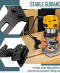 Rock Solid Router Edge Guide For Knockout Precision Cuts On DeWalt Fixed Base Compact Tools and Porter Cable Sub Bases with Zero Friction Tracking during use.