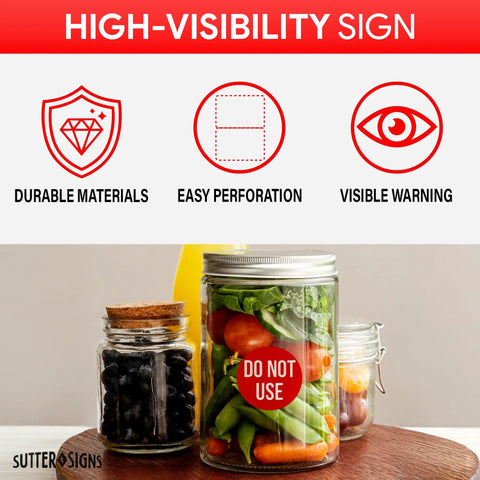High Visibility Do Not Use Sticker Roll 1.5 Inch Diameter 500 Pack For Warehouse Safety And Equipment Maintenance Out Of Service Label Roll For Inventory Control, red perforated roll