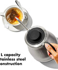 Top view of Gooseneck Electric Kettle For Pour Over Coffee And Tea With Dialed In Temperature In One Degree Increments From 104 To 212 Fahrenheit And 40 To 100 Celsius Built In Brew Timer Stainless Steel 1 Liter