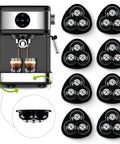 Self Adhesive Appliance Sliders 8 Pack Heavy Duty Swivel Rollers smooth glide under a coffee machine for easy movement.