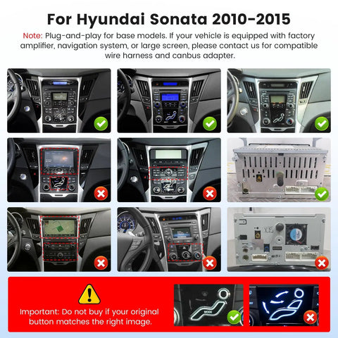 Diagram showing compatibility of Awesome Android 15 Car Stereo For Hyundai Sonata 2010-2015 with original dashboard configurations.