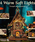 3D Wooden Puzzle Cuckoo Clock Model Kit With Real Function For Adults And Teens showing clock dial and wooden windows