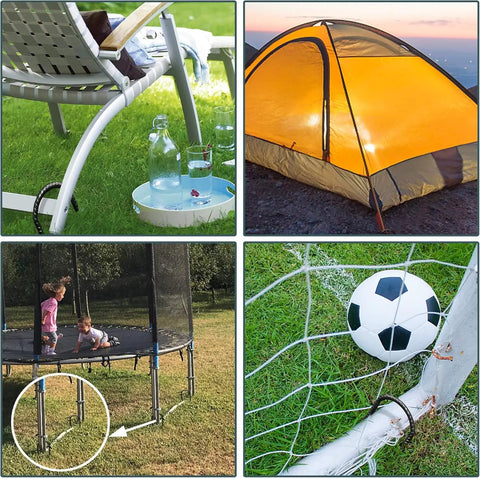 Beefed Up U Shape Ground Stakes 8 Pack Galvanized Steel Anchors use for chair, tent, trampoline, and soccer goal
