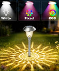 Four Pack Solar Pathway Lights With White And Color Changing Multicolor Glass Shades, Stainless Steel Outdoor All Weather Waterproof