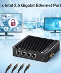 No Fuss Fanless Firewall Mini Pc Packed With Intel J3710 Chips And Four Rock Solid Gigabit Lan Ports MSATA SSD Slot And AES NI Encryption Built Right For Network Gateway, showing four LAN ports.