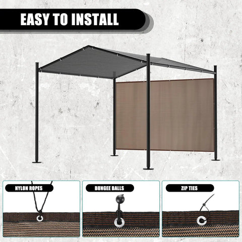 Twin Pack 90 Percent Sun Shade Cloth With Grommets Ten By Six Point Six Feet For Pergola Shade Patio Privacy UV Block Mocha Canopy installation details