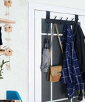 Over The Door Hooks Towel Rack With 6 Hooks For Hanging Clothes And Towels Black Door Coat Rack Fits Most Doors holding items