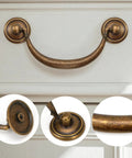 Vintage Drop Bail Drawer Pull Handle in Antique Bronze Finish, 4.5 Inch Center Hole Distance, Zinc Alloy Hardware on cabinet