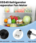 2315549 Refrigerator Evaporator Fan Motor detail with connector, solid build and quality for Whirlpool Kenmore WP2315549 replacement