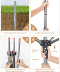 Backyard Game Changer Umbrella Clothesline assembly instructions showing pole installation steps and adjustments for outdoor use.