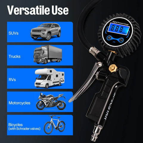 Two Pack Digital Tire Inflator With Pressure Gauge And Backlit Display For Nite Use Fast 1 Second Pressure Check And 2 Second Tire Inflation