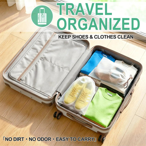 Large Waterproof Clear Drawstring Shoe Bags For Travel in suitcase with clothes, keeping shoes organized, 15.7 x 11.8 inches