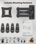 Next Level Full Motion TV Wall Bracket Slick Swivel Tilt Extend Arm for 13 to 43 Inch includes mounting hardware and manual.