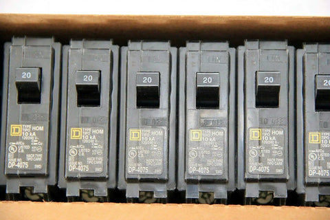 10 Pack HOM120 Plug On Circuit Breakers One Pole 20 Amp 120 240 Volt For Home Electrical Panels Replacement Safety UL Listed Easy Mount Thermal Magnetic Trip Ideal For Retrofit And New Installations Beefy Durable Build, gray 20A breakers in panel box