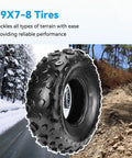 19x7-8 Tubeless Mini Bike Tire Replacement showing robust tread for Coleman CT200U and ATVs, suitable for off-road terrains.
