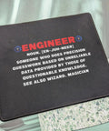 Engineer Definition Mouse Pad For Engineers And Engineering Students Nerd Gift Funny Mechanical Electrical Civil Engineer 9.5 Inch Desk Mat For Work Study And Gaming, showing humorous definition.