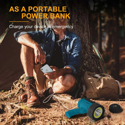 Hella Bright Rechargeable LED Spotlight and COB Floodlight Combo Delivering Massive Lumens and Extended Range for Camping Hauling or Quick Outdoor Repairs Without Breaking a Sweat