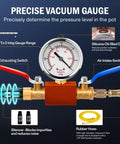 VTG VOGTEN 3-Gallon vacuum degassing chamber front view with gauge, brass fittings, red and blue handles