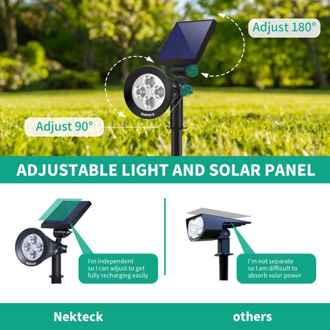 2 Pack Solar Spot Lights Outdoor Waterproof Landscape Pathway Lights With Auto On Off, 200 Lumen Bright Warm White, adjustable angles