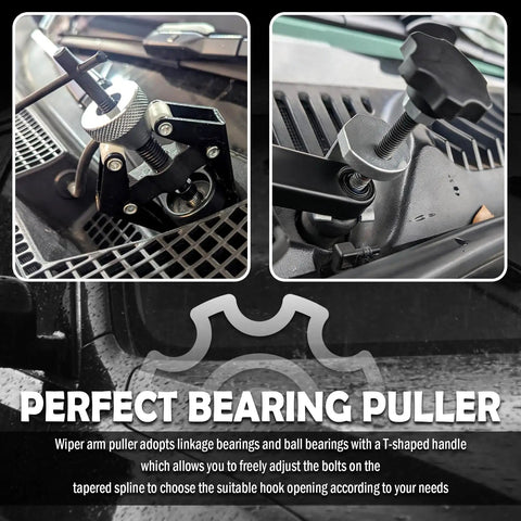 Pro Grade Windshield Wiper Arm Removal Tool Kit Carbon Steel Adjustable Wiper Arm Puller for cars in use on windshield