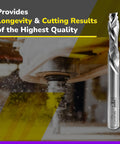 Up Down Compression Carbide Spiral Router Bit Set One Quarter Inch Diameter One Inch Cutting Length shown near wood router