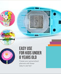 Blue paper punch for kids with flower craft examples, emphasizing easy use for Six Shapes 1 Inch Paper Punches For Crafting Scrapbooking And Card Making Durable White Hole Punches With Ergonomic Handle That Punches Through Multiple Sheets Great For Kindergarten Classrooms Teachers And Kids Diy Projects.