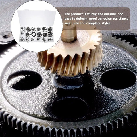Pro Grade 225 Piece Carbon Steel C Shape External Snap Ring Kit For Industrial Shafts And Mechanical Assembly with gears
