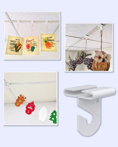 Drop Ceiling Hooks And Clips Set For Hanging Decorations White Pro Grade Heavy Duty Ceiling Hooks 10 Pack And 20 Ceiling Clips Easy Install Ideal For Classrooms Offices Homes Weddings Parties And Suspended Ceiling Decor