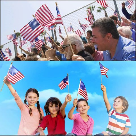 100 Pack Small American Flags On Sticks 5 X 8 Inch Mini Handheld Flags For 4th Of July Parades Memorial Day Labor Day Celebrations
