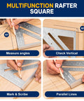Killer Combination Square And 12 Inch Rafter Square Carpenter Tool Set Rocking Aluminum Alloy for measuring angles and checking vertical.