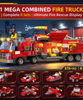 8 In 1 Fire Rescue Building Set Kit With Fire Station Large Fire Engine Fire Boat Rescue Helicopter Fire Plane And Emergency Vehicle Buildable Models For Grown Ups Collectible Construction Gift, 878 pcs