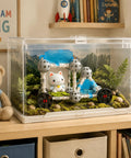 STEM Building Toys For Kids 160 Piece Educational Engineering Blocks Kit with cute cat and clear storage box display